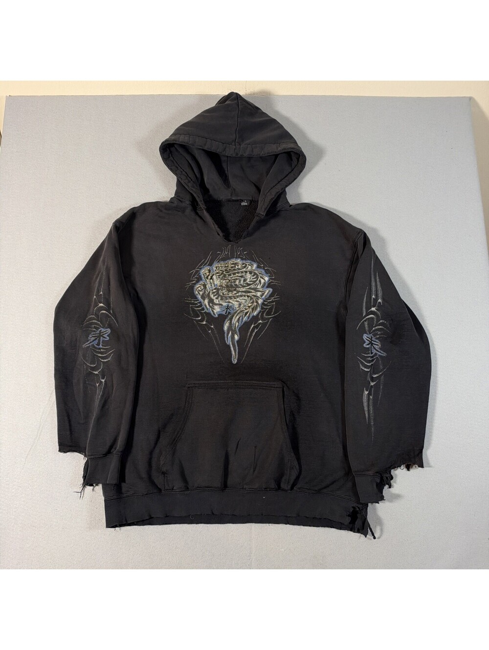 Vintage Dragon Tribal Skater Hoodie Size XL Y2K Graphic Grunge ODO Distressed